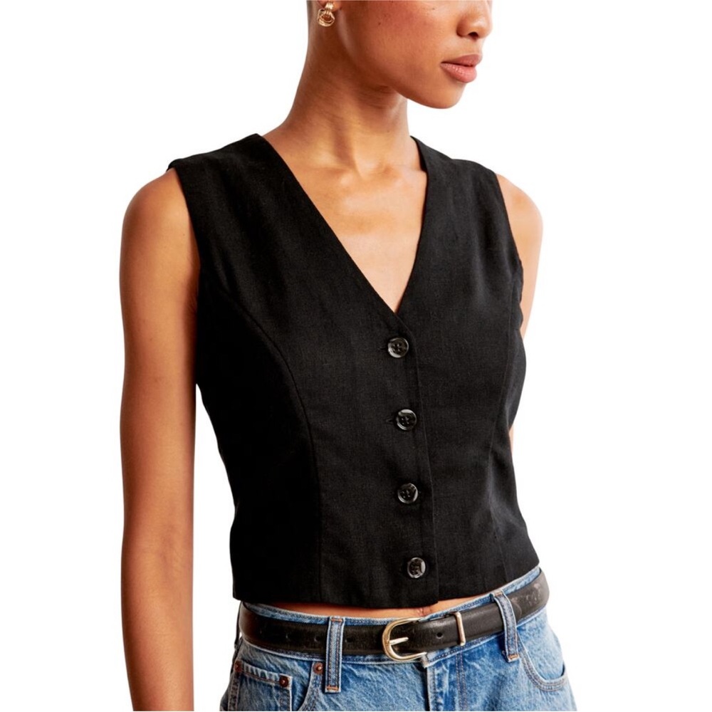 Abercrombie & Fitch Black Vest Button-Up